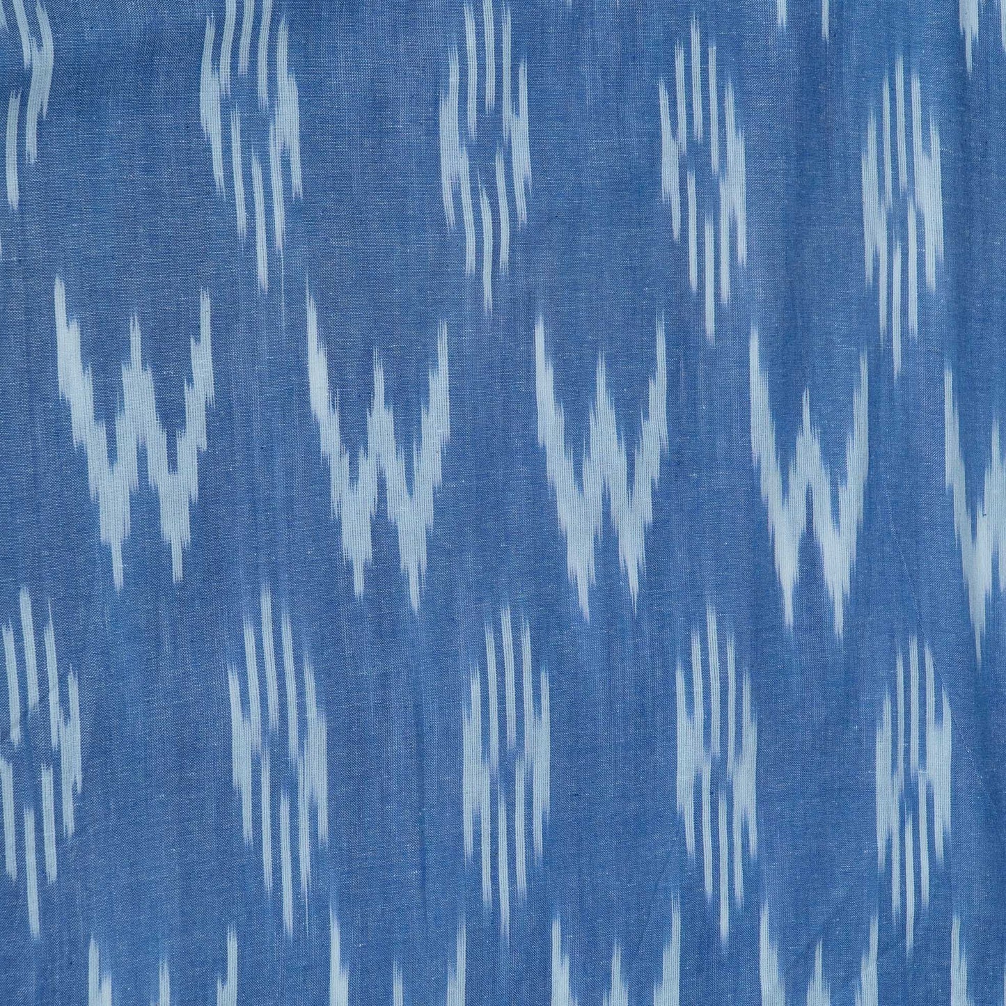 Blue & White Soft Finish Cotton Handloom Woven Ikat Fabric for Dress Material | Width: 44"
