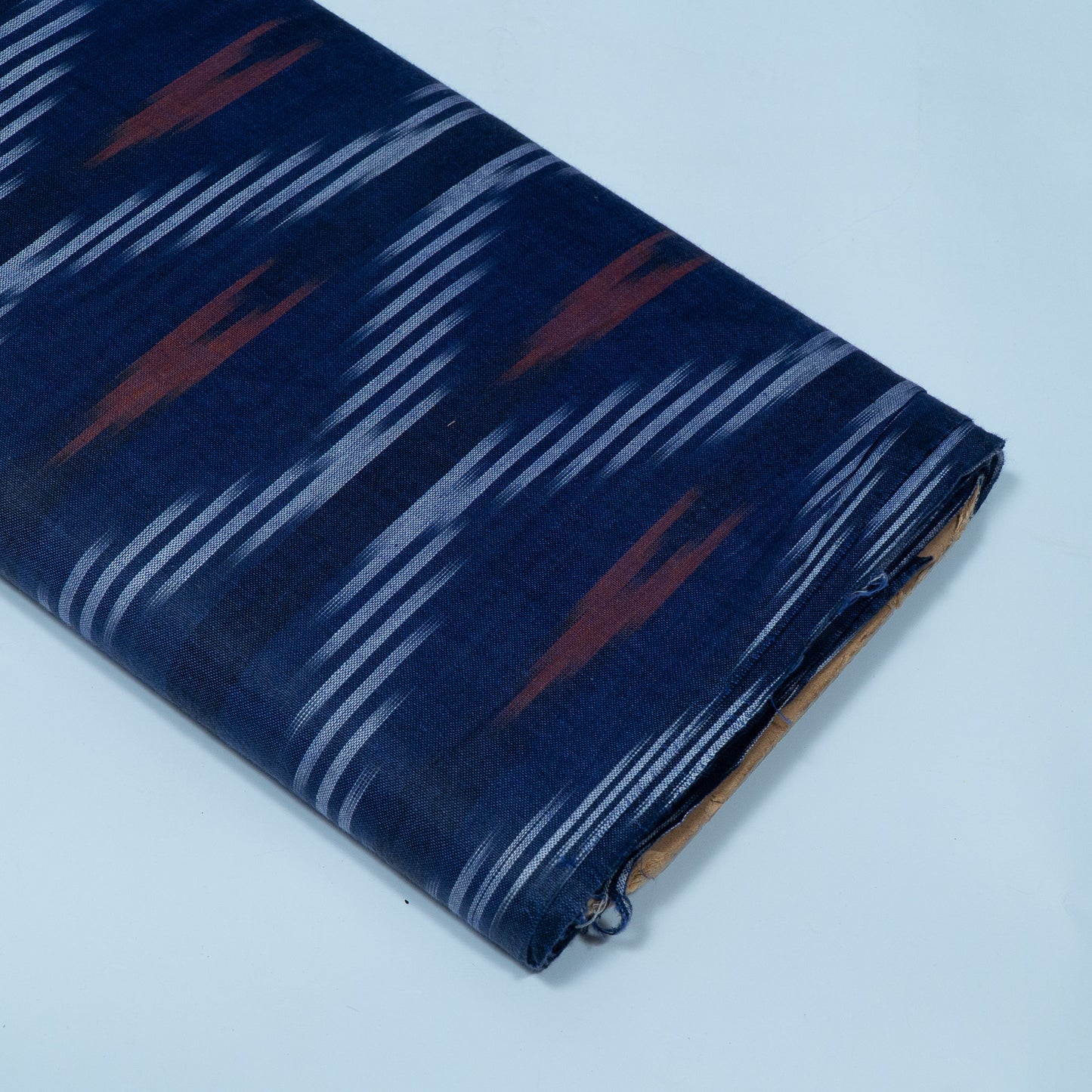 Blue & Brown Design Cotton Ikat Fabric for Dress Material | Width: 44"
