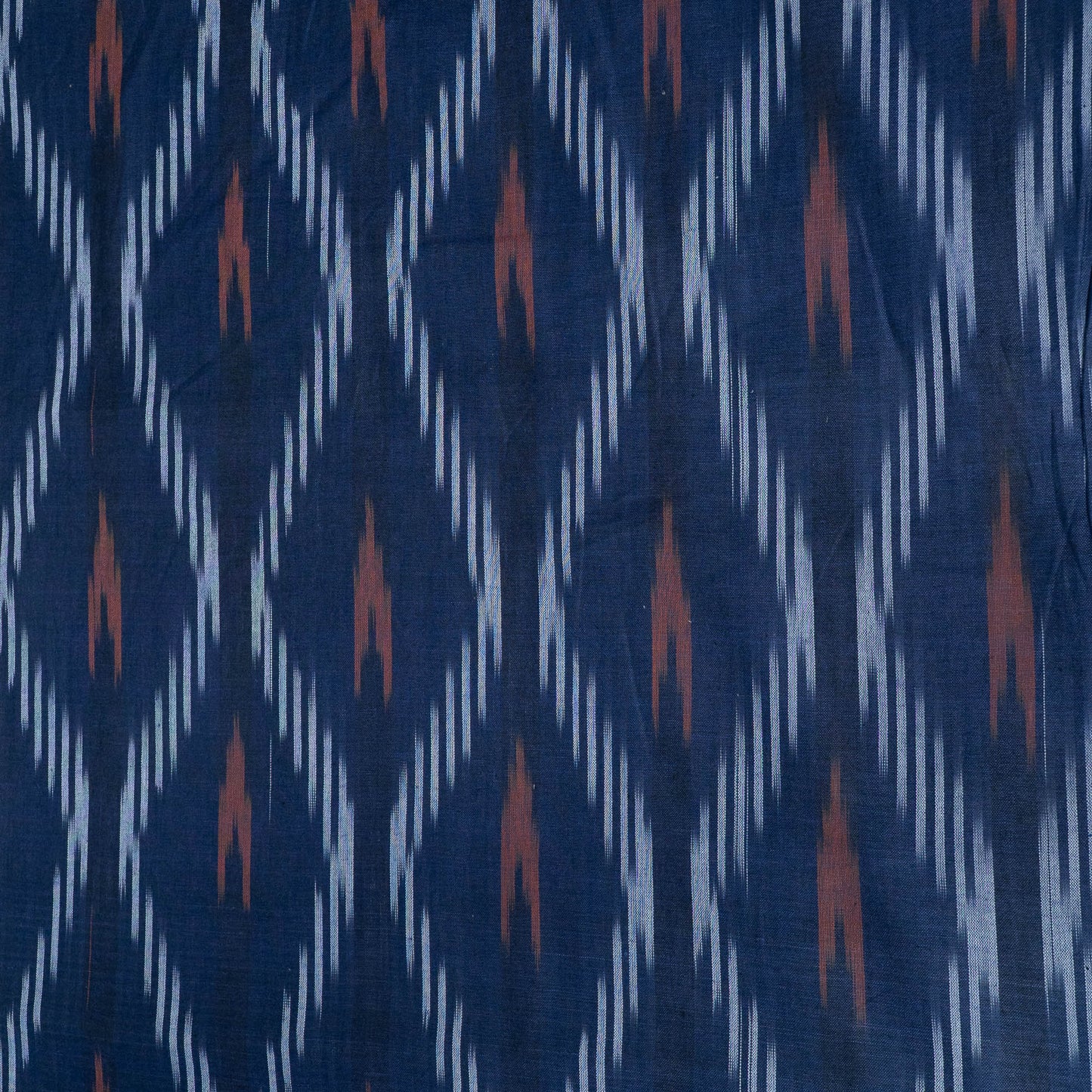 Blue & Brown Design Cotton Ikat Fabric for Dress Material | Width: 44"