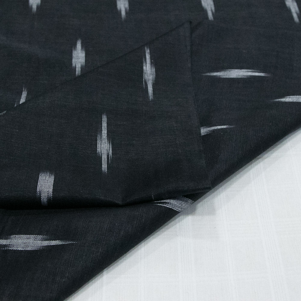 Black & White Plus Pattern Cotton Handloom Woven Ikat (Sku: I-622)