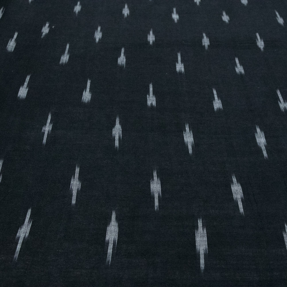 Black & White Plus Pattern Cotton Handloom Woven Ikat (Sku: I-622)