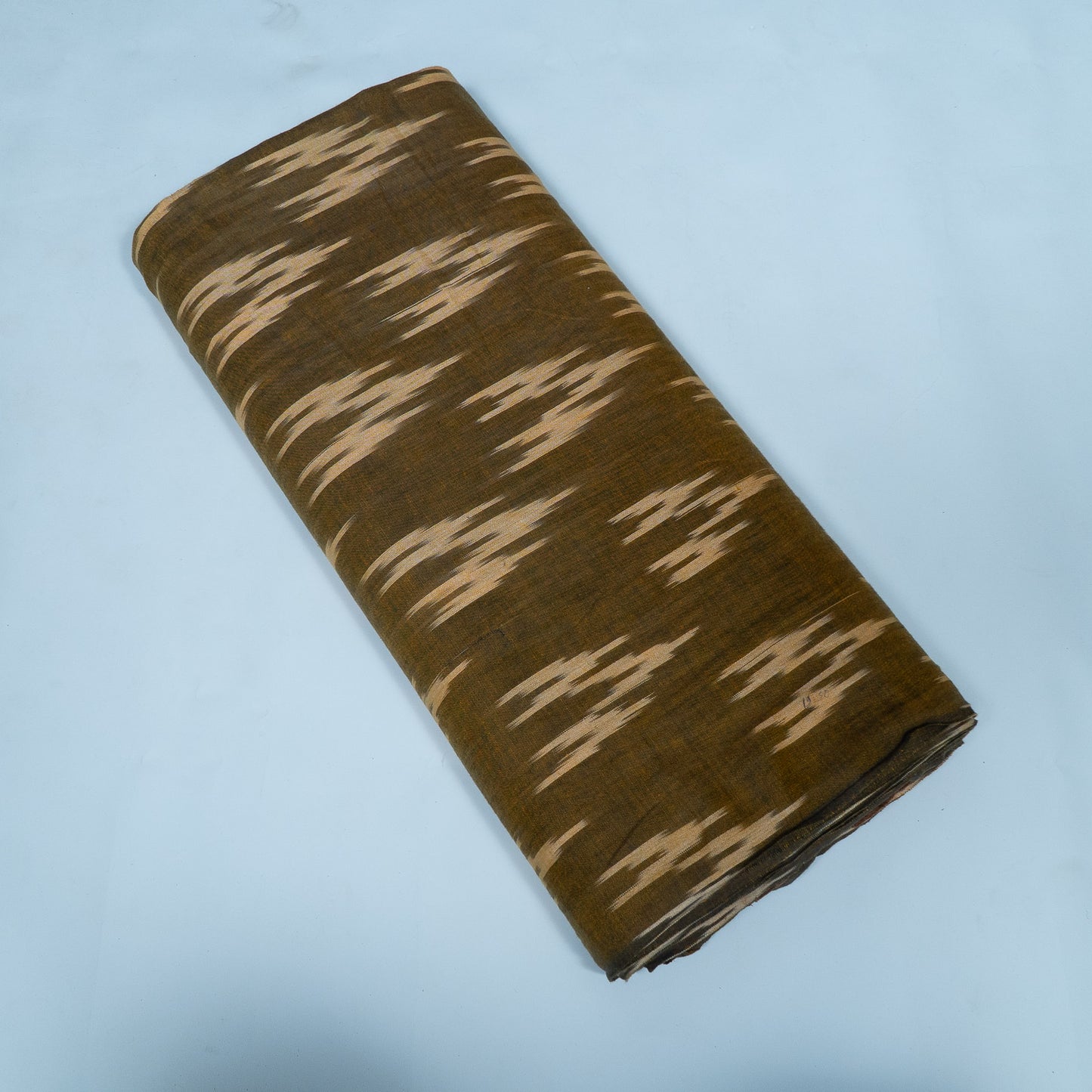 Brown, White Cotton Handloom Ikat Fabric for Dresses | Width: 44"