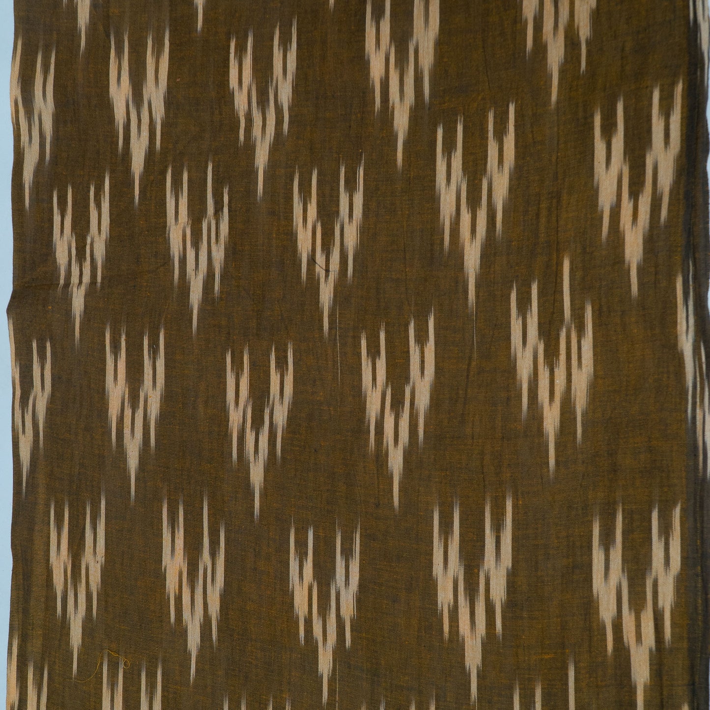 Brown, White Cotton Handloom Ikat Fabric for Dresses | Width: 44"