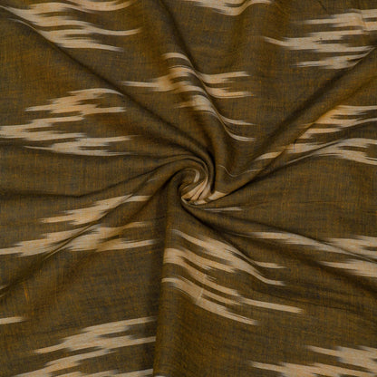 Brown, White Cotton Handloom Ikat Fabric for Dresses | Width: 44"
