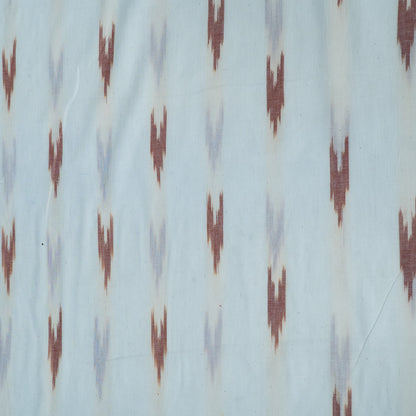 White & Brown Design Cotton Ikat Fabric for Dress Material | Width: 44"
