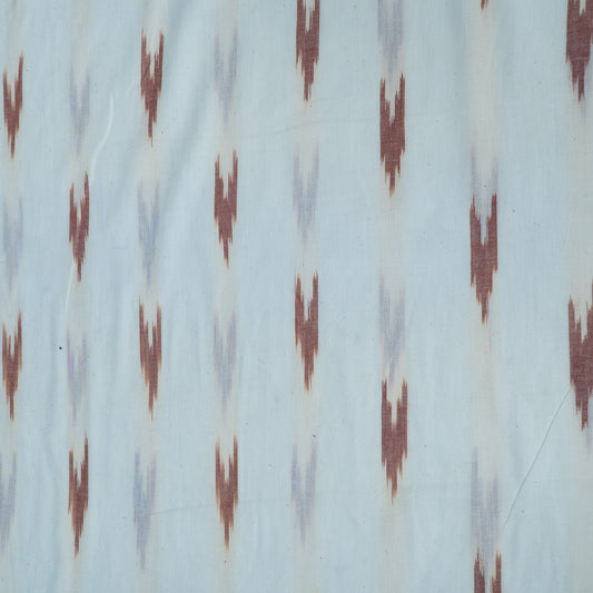 White & Brown Design Cotton Ikat Fabric for Dress Material | Width: 44"