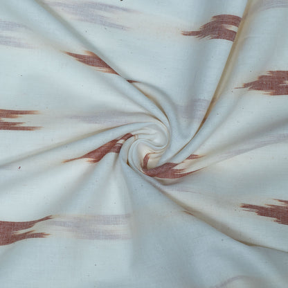 White & Brown Design Cotton Ikat Fabric for Dress Material | Width: 44"
