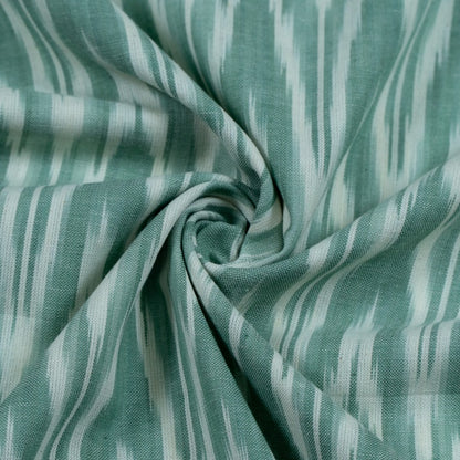 Pastle Green Chevron Cotton Handloom Ikat Fabric for Dress Material | Width: 44"