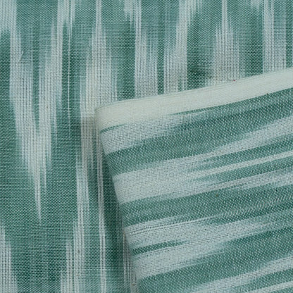 Pastle Green Chevron Cotton Handloom Ikat Fabric for Dress Material | Width: 44"