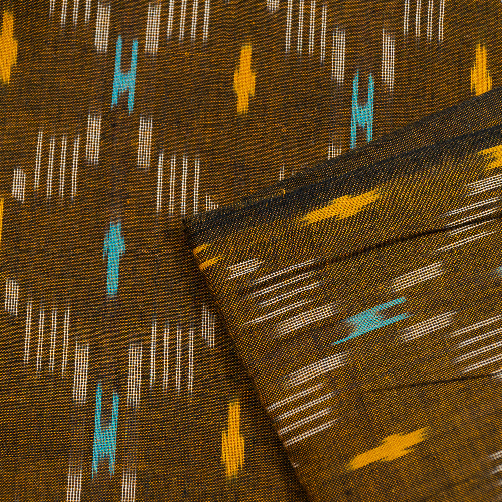 Mustard & Blue Cotton Handloom Ikat (Sku: I-748)