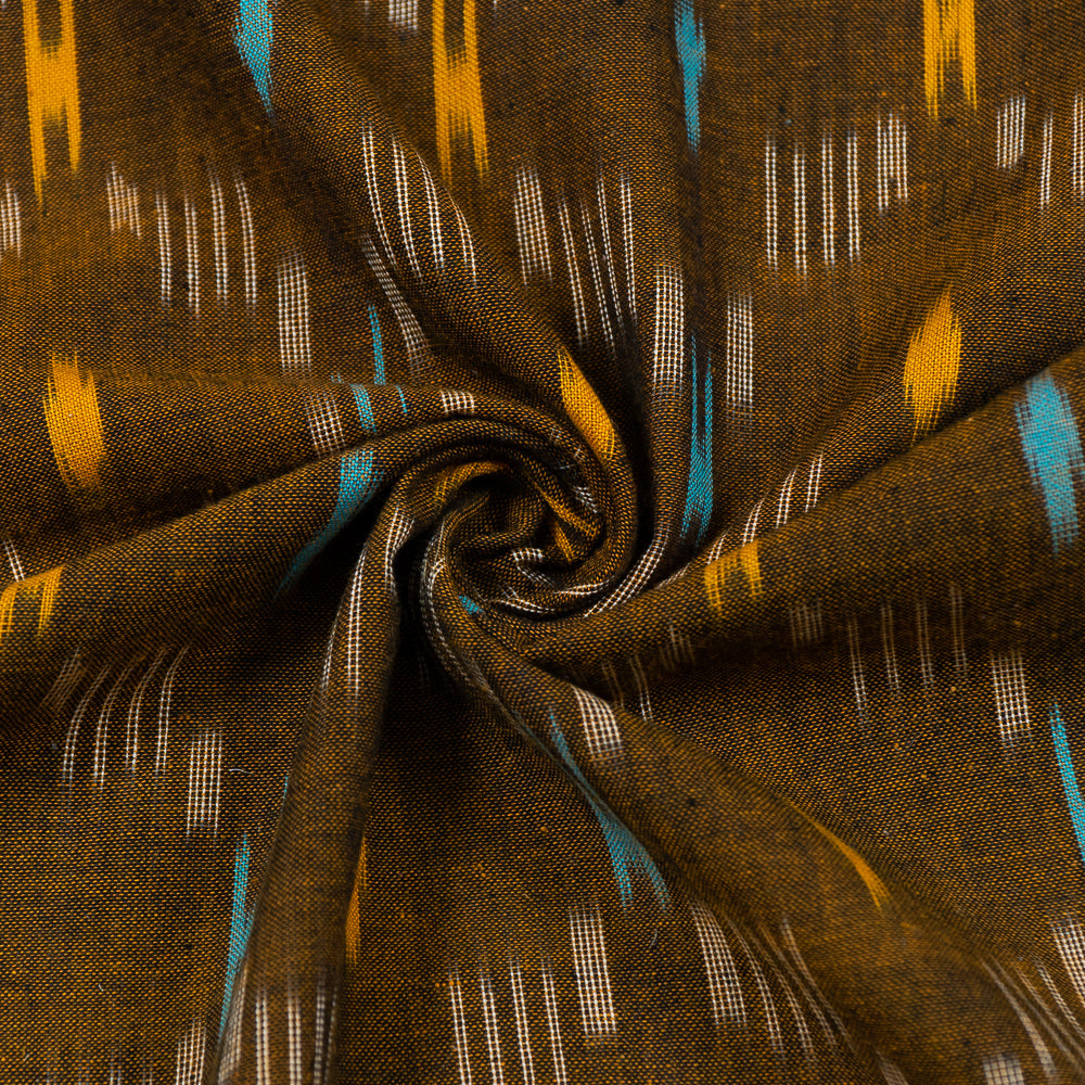 Mustard & Blue Cotton Handloom Ikat (Sku: I-748)