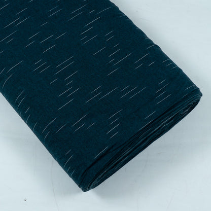 Teal Green & White Cotton Handloom Ikat Fabric for Dresses | Width: 44"