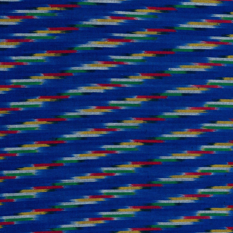 Multi Color Pattern on Blue Base Cotton Handloom Ikat (Sku: I-771)