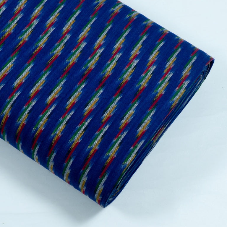 Multi Color Pattern on Blue Base Cotton Handloom Ikat (Sku: I-771)