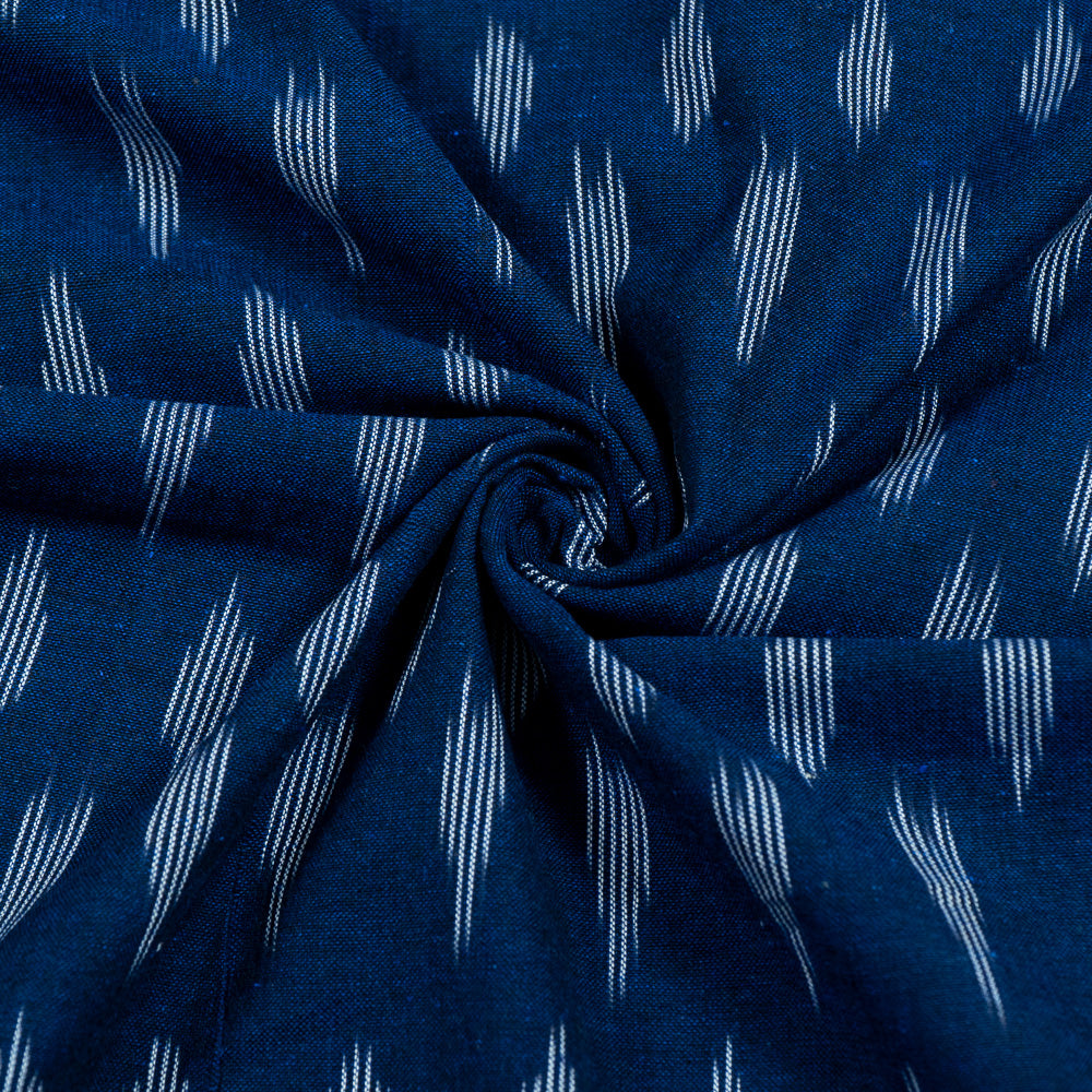 Dark Blue & White Cotton Handloom Ikat (Sku: I-775)