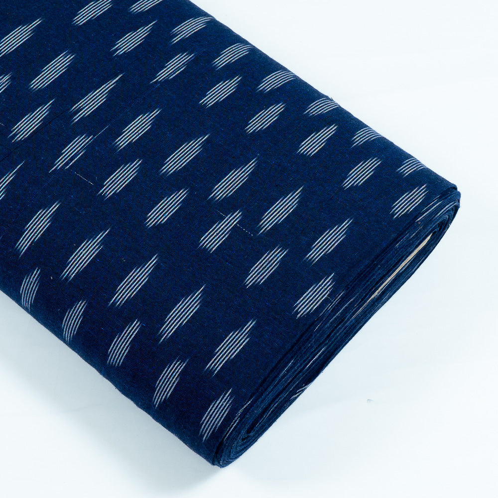 Dark Blue & White Cotton Handloom Ikat (Sku: I-775)