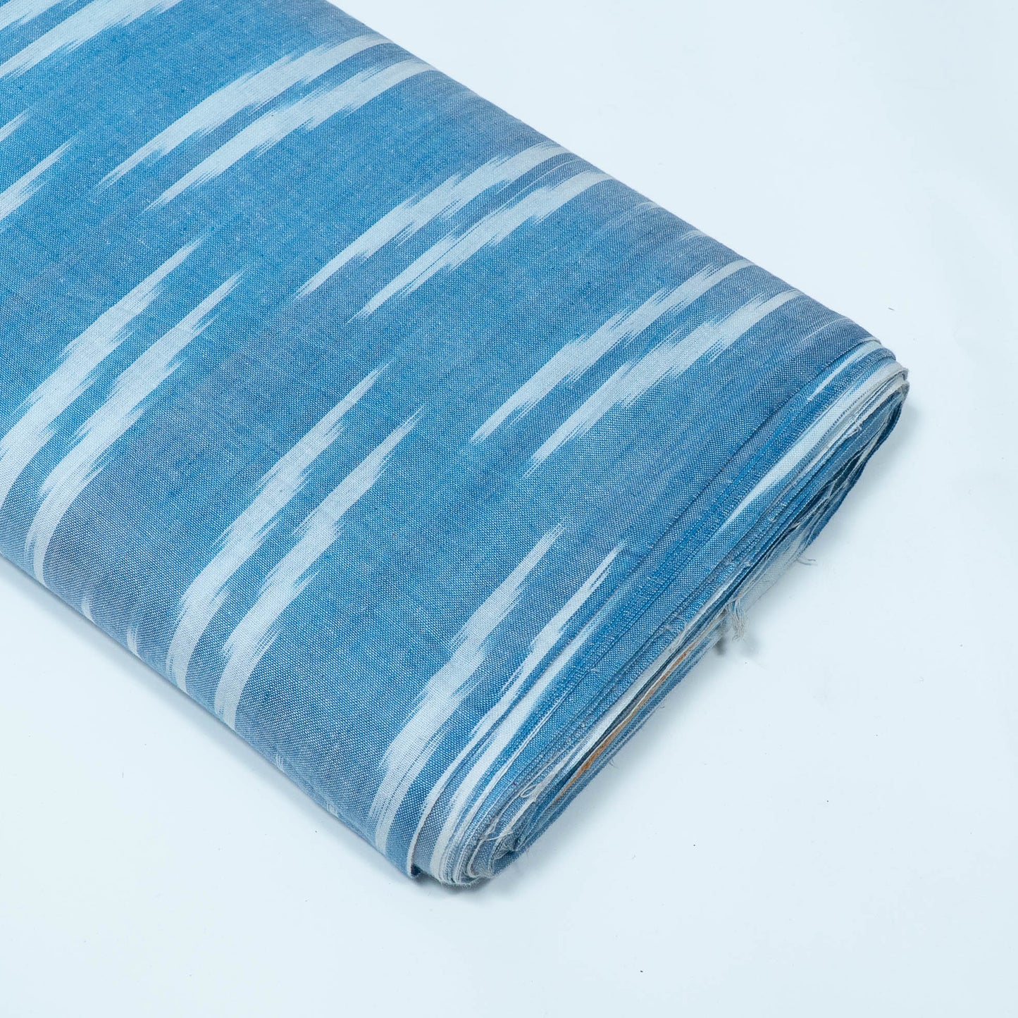 Blue & White Design Cotton Ikat Fabric for Dress Material | Width: 44"