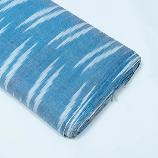 Blue & White Design Cotton Ikat Fabric for Dress Material | Width: 44"