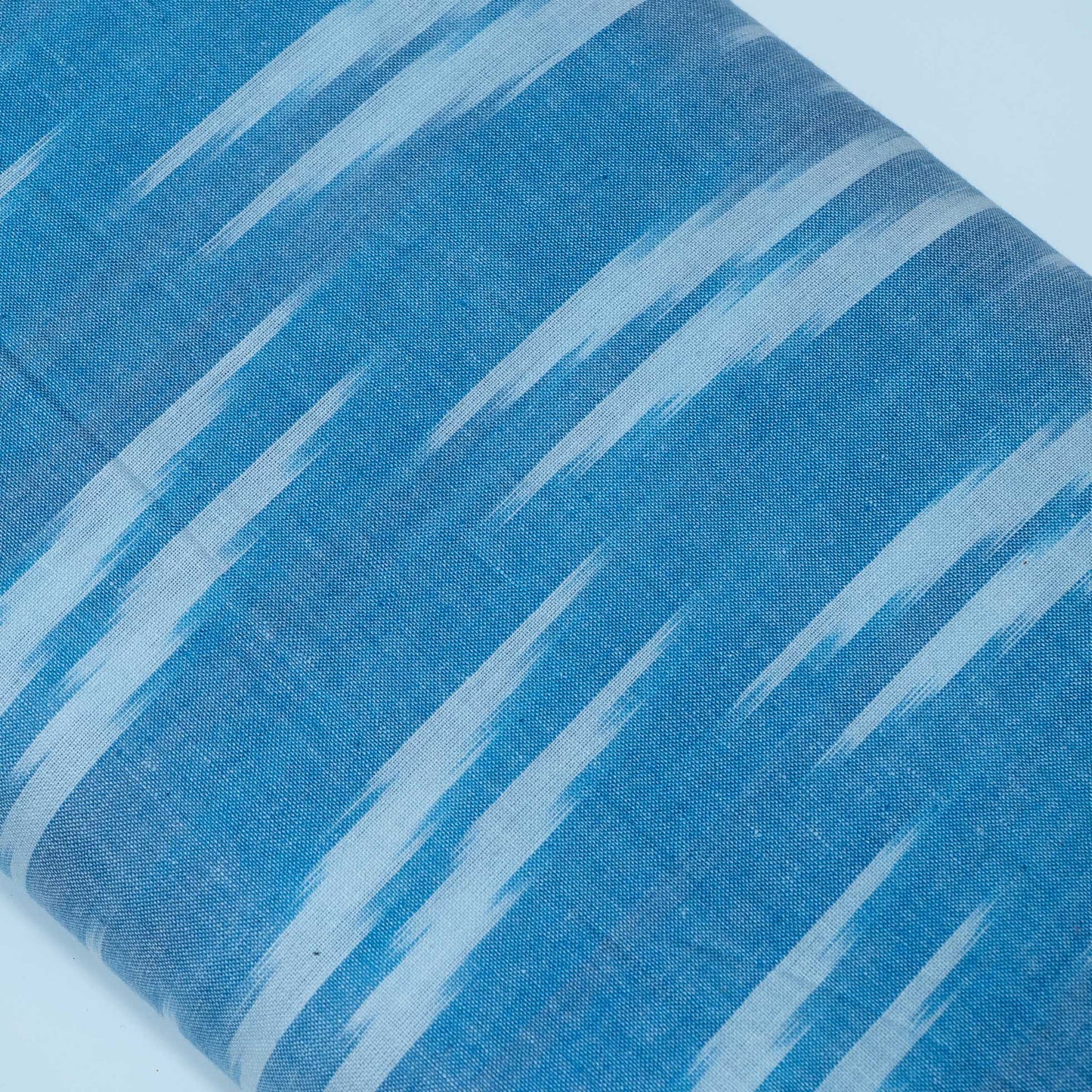 Blue & White Design Cotton Ikat Fabric for Dress Material | Width: 44"