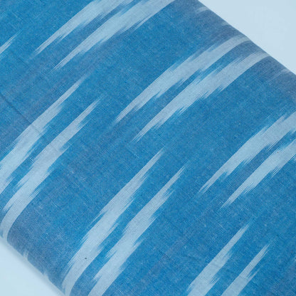 Blue & White Design Cotton Ikat Fabric for Dress Material | Width: 44"