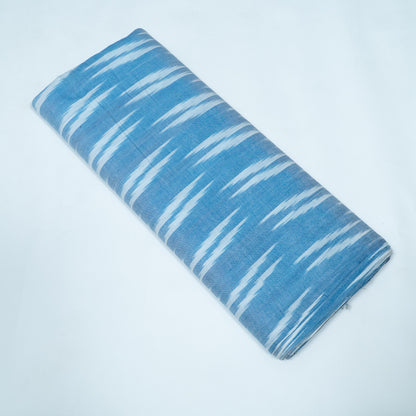 Blue & White Design Cotton Ikat Fabric for Dress Material | Width: 44"
