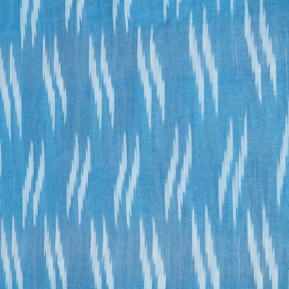 Blue & White Design Cotton Ikat Fabric for Dress Material | Width: 44"