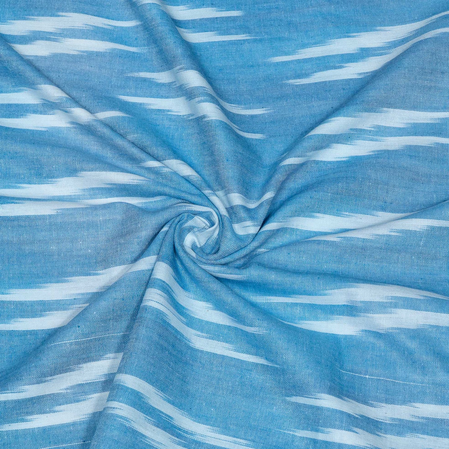 Blue & White Design Cotton Ikat Fabric for Dress Material | Width: 44"