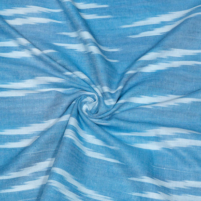 Blue & White Design Cotton Ikat Fabric for Dress Material | Width: 44"