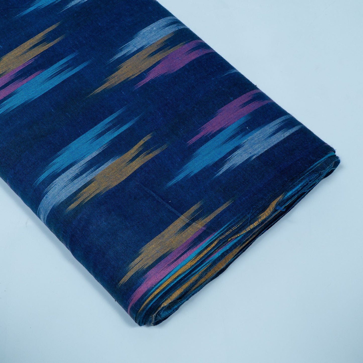 Blue & Multicolor Design Cotton Ikat Fabric for Dress Material | Width: 44"