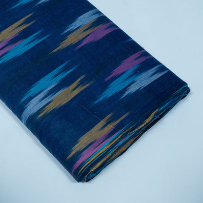 Blue & Multicolor Design Cotton Ikat Fabric for Dress Material | Width: 44"