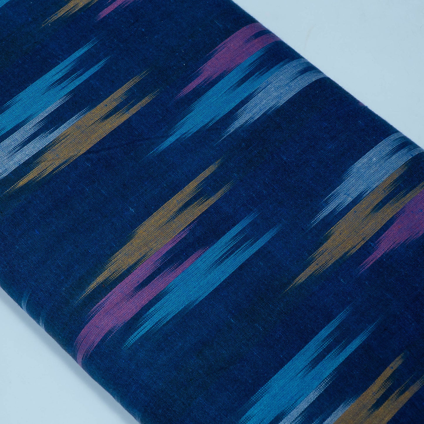 Blue & Multicolor Design Cotton Ikat Fabric for Dress Material | Width: 44"