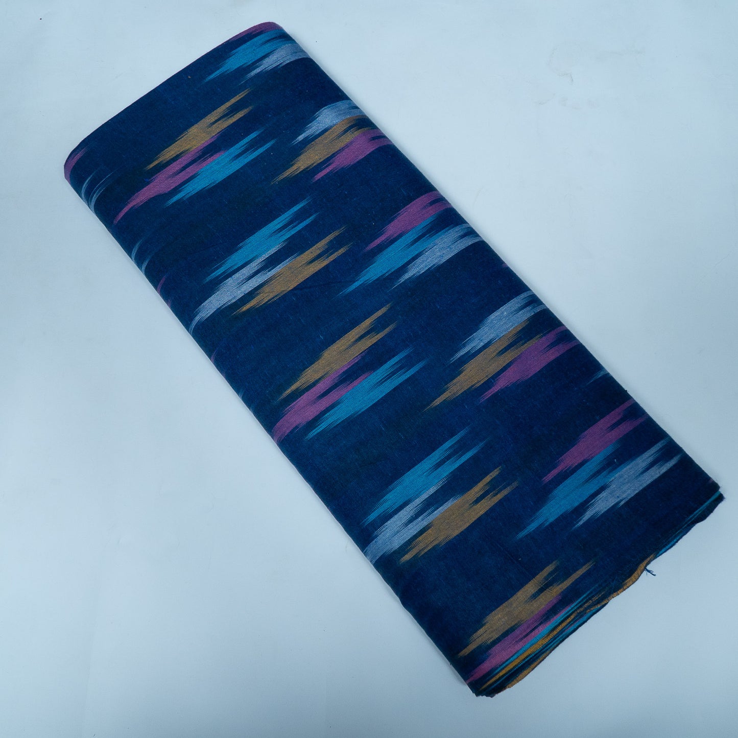 Blue & Multicolor Design Cotton Ikat Fabric for Dress Material | Width: 44"