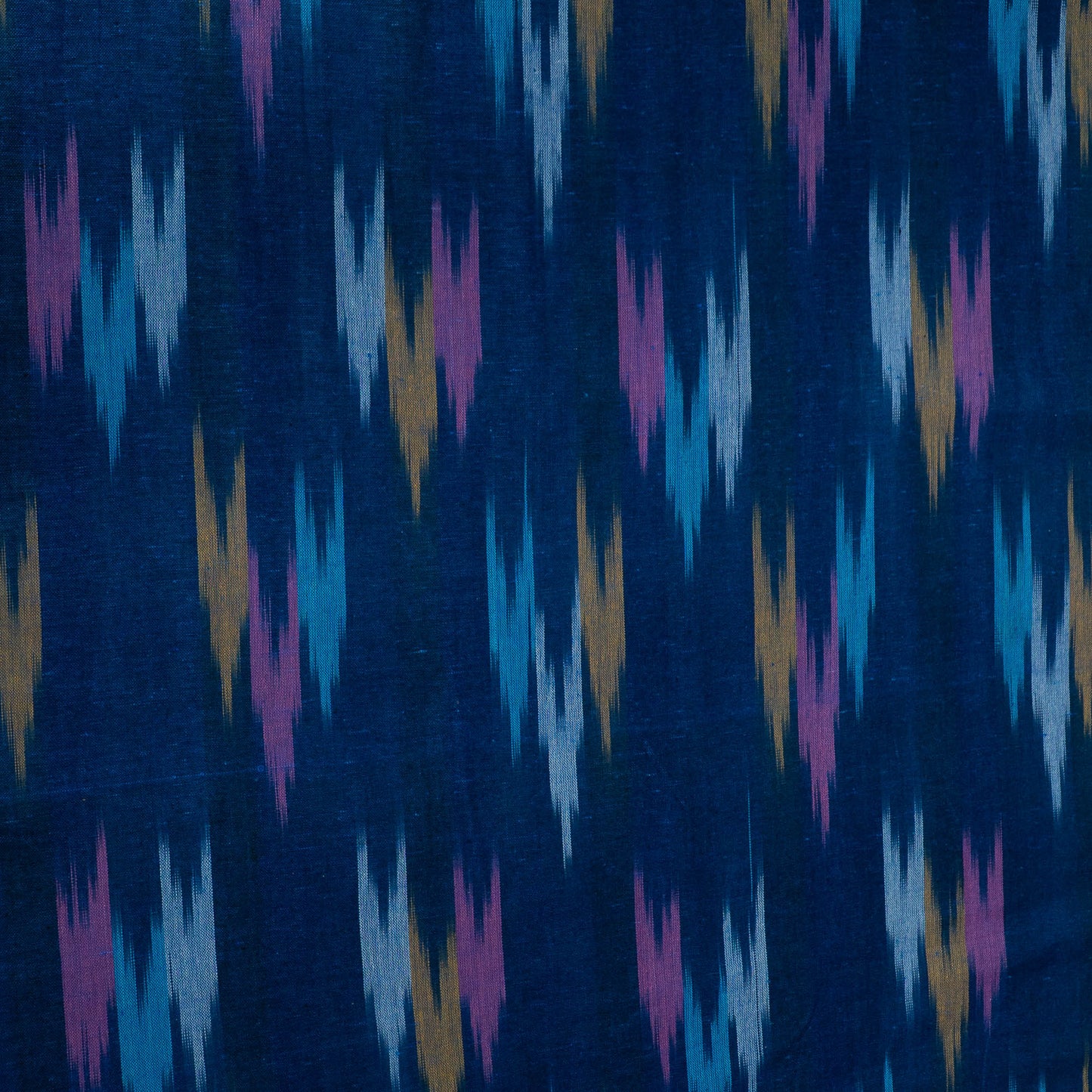 Blue & Multicolor Design Cotton Ikat Fabric for Dress Material | Width: 44"
