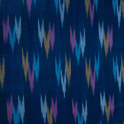 Blue & Multicolor Design Cotton Ikat Fabric for Dress Material | Width: 44"
