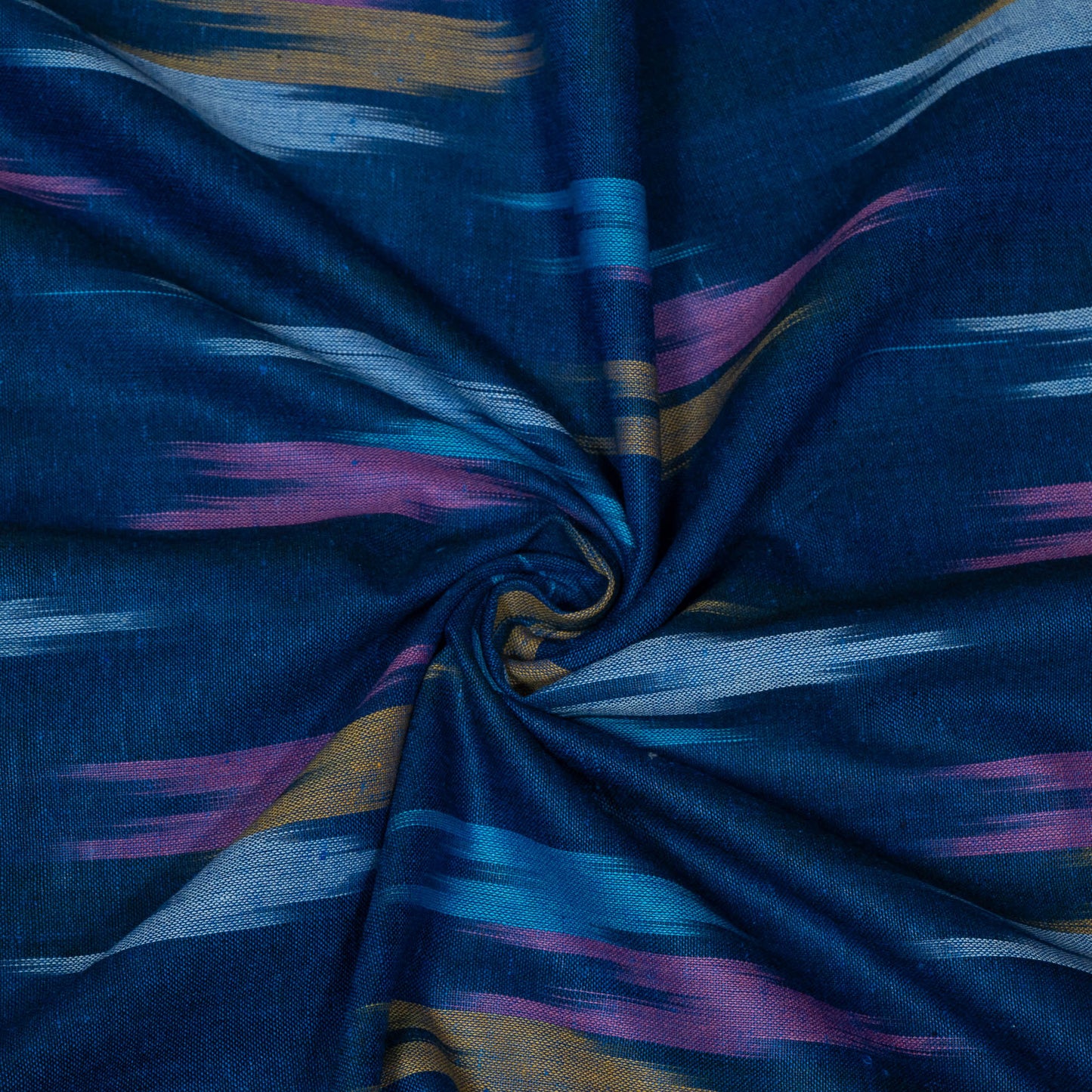 Blue & Multicolor Design Cotton Ikat Fabric for Dress Material | Width: 44"