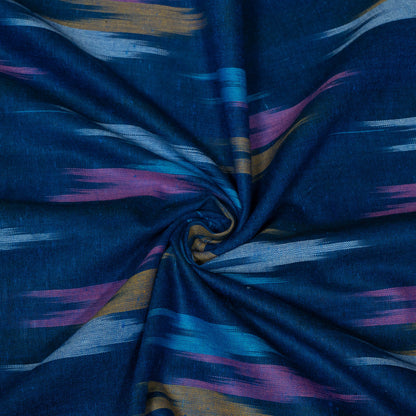 Blue & Multicolor Design Cotton Ikat Fabric for Dress Material | Width: 44"