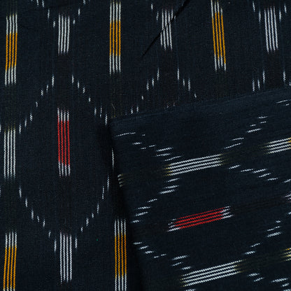 Black, Multicolor Cotton Handloom Ikat Fabric for Dresses | Width: 44"