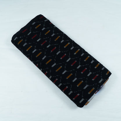 Black, Multicolor Cotton Handloom Ikat Fabric for Dresses | Width: 44"