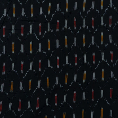 Black, Multicolor Cotton Handloom Ikat Fabric for Dresses | Width: 44"