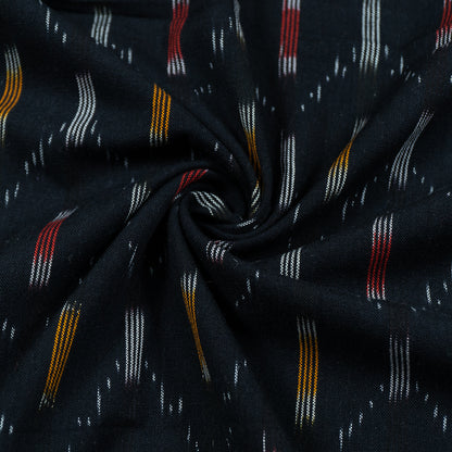 Black, Multicolor Cotton Handloom Ikat Fabric for Dresses | Width: 44"