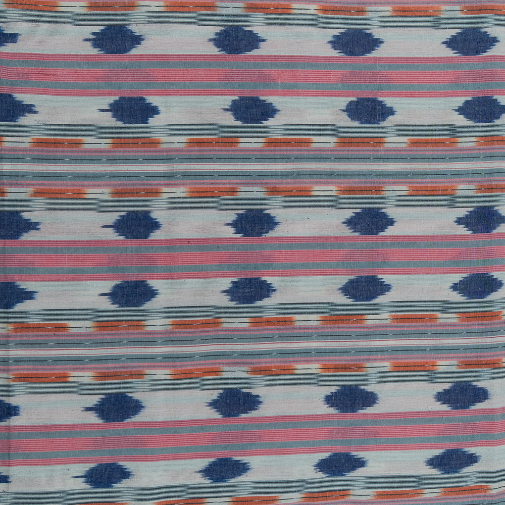 Orange, Pink & Blue Cotton Handloom Ikat (Sku: I-796)