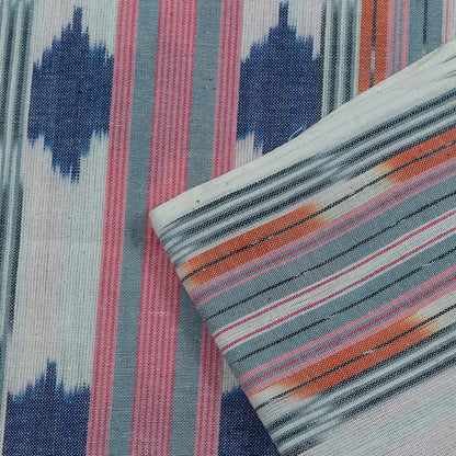 Orange, Pink & Blue Cotton Handloom Ikat (Sku: I-796)