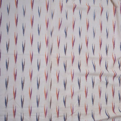 White, Multicolor Cotton Handloom Ikat Fabric for Dresses | Width: 44"