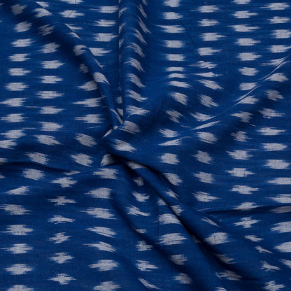 Blue & White Cotton Handloom Ikat Fabric for Dresses | Width: 44"