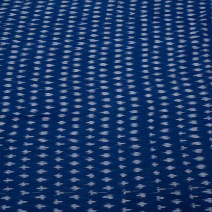 Blue & White Cotton Handloom Ikat Fabric for Dresses | Width: 44"