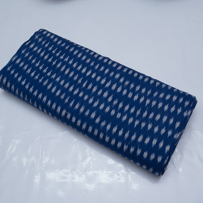 Blue & White Cotton Handloom Ikat Fabric for Dresses | Width: 44"