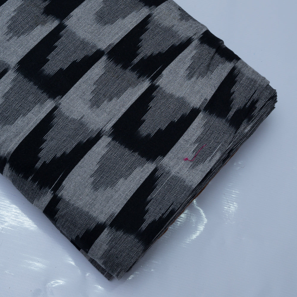 Black & Grey Geometric Cotton Handloom Ikat (Sku: I-810)