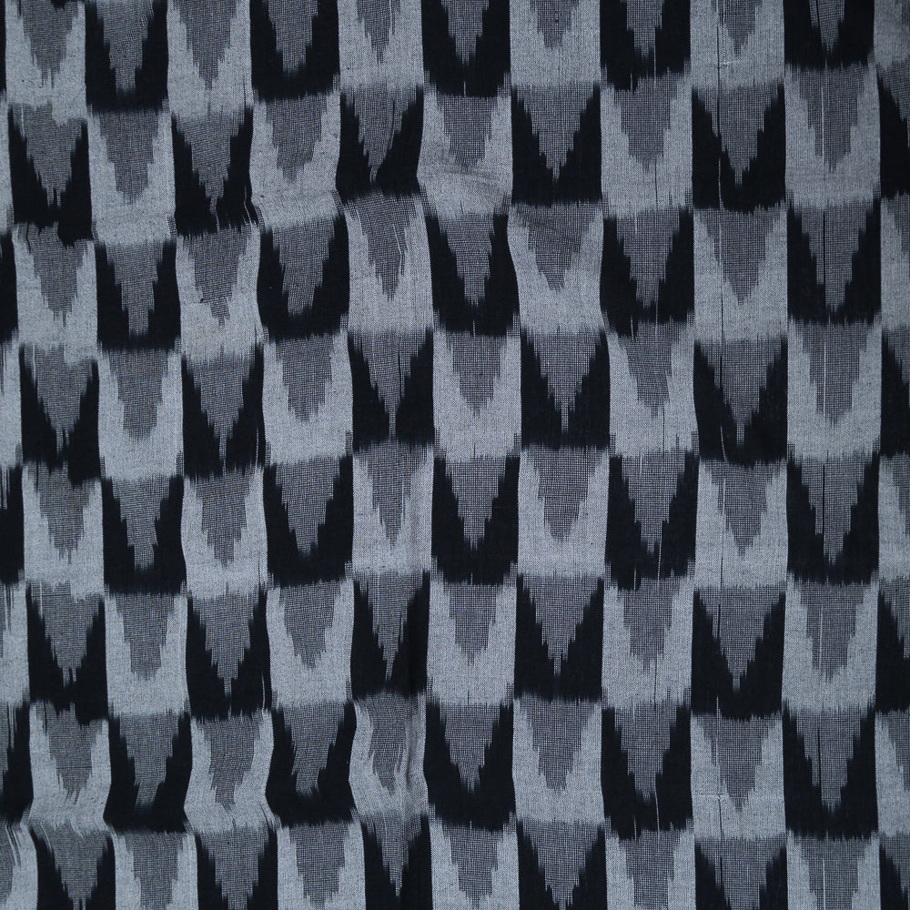 Black & Grey Geometric Cotton Handloom Ikat (Sku: I-810)