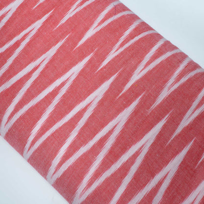 Gajree & White Chevron Design Cotton Ikat Fabric for Dress Material | Width: 44"