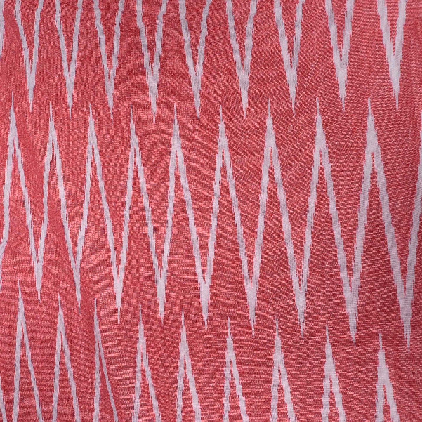 Gajree & White Chevron Design Cotton Ikat Fabric for Dress Material | Width: 44"